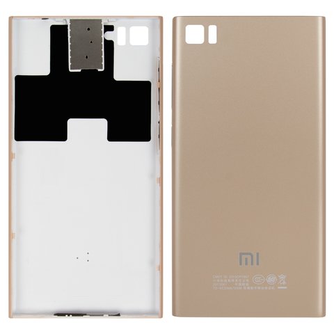 Задня панель корпуса для Xiaomi Mi 3, золотиста, з тримачем SIM карти, з боковою кнопкою, TD SCDMA