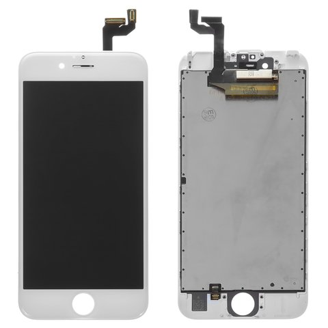 Дисплей для iPhone 6S, белый, с рамкой, Оригинал переклеено стекло 