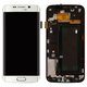 LCD compatible with Samsung G925F Galaxy S6 EDGE, (white, with frame, original (change glass) )