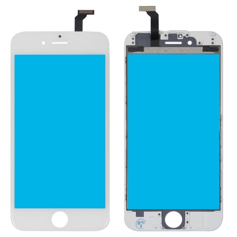 Touchscreen compatible with iPhone 6, with frame, white, AAA 