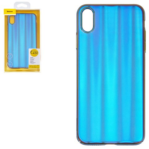 Case Baseus compatible with iPhone XS Max, dark blue, with iridescent color, matt, plastic  #WIAPIPH65 JG03