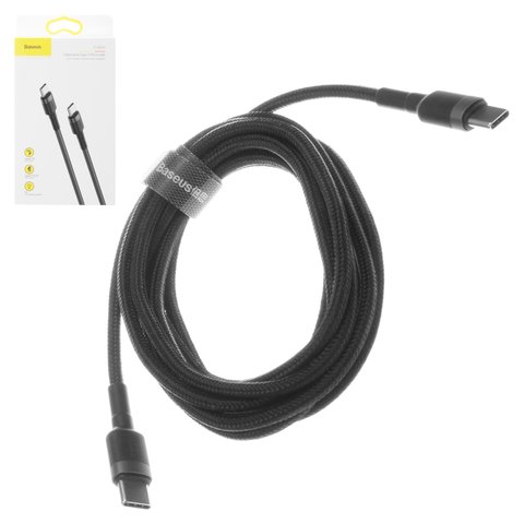 USB кабель Baseus Cafule, 2xUSB тип C, 200 см, 3 A, черный, #CATKLF HG1