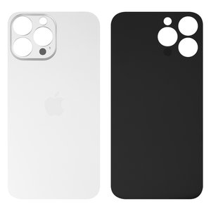 Panel trasero de carcasa puede usarse con iPhone 13 Pro, plateada, blanco, es necesario desmontar la cámara, Silver, small hole