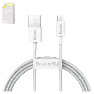 Cable USB Baseus Superior, USB tipo A, micro USB tipo B, 100 cm, 2 A, blanco, de silicona, #CAMYS 02