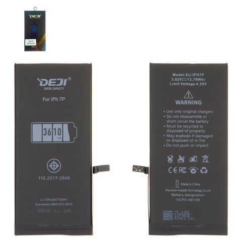 Batería Deji puede usarse con Apple iPhone 7 Plus, Li ion, 3.82 V, 3610 mAh, mayor capacidad, original IC