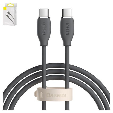 USB кабель Baseus Jelly Liquid Silica Gel, 2xUSB тип C, 120 см, 100 Вт, черный, #CAGD030001