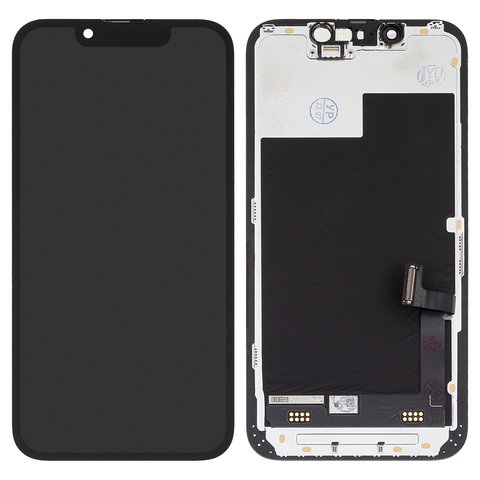 LCD compatible with iPhone 13 mini, black, with frame, change glass 