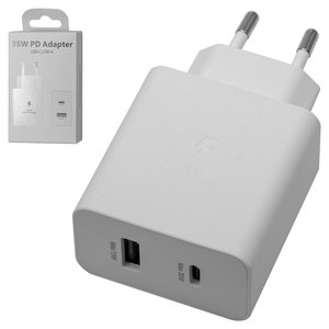Сетевое зарядное устройство EP TA220, 35 Вт, Power Delivery PD , белый, 2 порта, service pack box