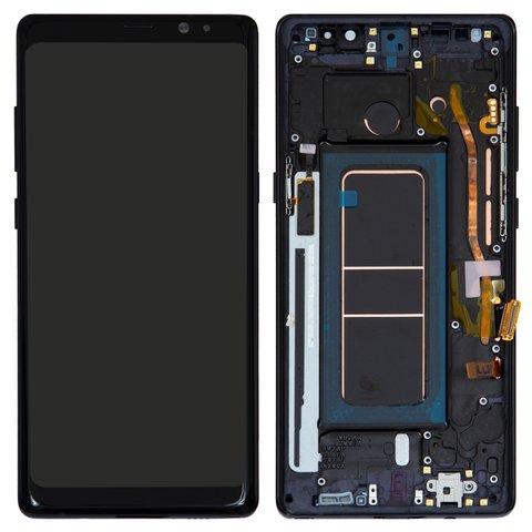 LCD compatible with Samsung N950F Galaxy Note 8, black, with frame, High Copy, with wide edge, OLED  