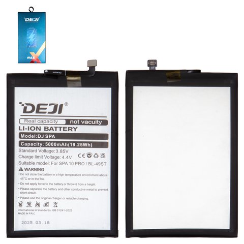 Battery Deji BL 49ST compatible with Tecno Spark 10, Spark 20 KJ5 , Li ion, 3.85 V, 5000 mAh 