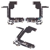 Flat Cable compatible with iPhone 15 Pro, (charge connector, dark blue, with microphone, HC)