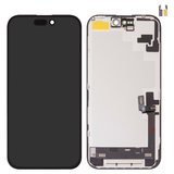 Pantalla LCD puede usarse con iPhone 16, negro, con marco, HC, sin microchip, (AMOLED), DD-OLED soft