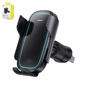 Автомобильный держатель Baseus Milky Way Pro, черный, на дефлектор, с беспроводной зарядкой, с USB кабелем тип C, 15 Вт, #C40357000111 00
