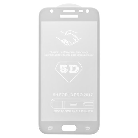 Tempered Glass Screen Protector All Spares compatible with Samsung J330 Galaxy J3 2017 , 5D Full Glue, white, the layer of glue is applied to the entire surface of the glass 