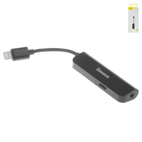 Adapter Baseus L50, supports microphone, from Lightning to 3.5 mm 2 in 1, TRRS 3.5 mm, Lightning, black, 2 A  #CALL50 01
