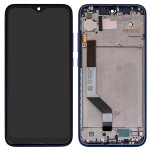 LCD compatible with Xiaomi Redmi Note 7, Redmi Note 7 Pro, dark blue, with wide edge, with frame, Copy, M1901F7G, M1901F7H, M1901F7I 