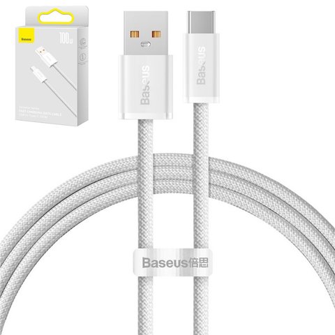 USB кабель Baseus Dynamic Series, USB тип C, USB тип A, 100 см, 100 Вт, белый, #CALD000602
