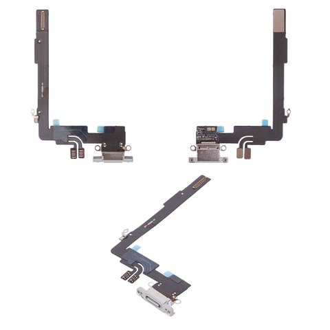 Flat Cable compatible with iPhone 16 Pro Max, charge connector, white, with microphone, HC, white titanium 