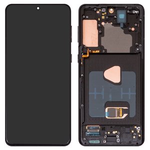 LCD compatible with Samsung G996 Galaxy S21 Plus 5G, black, with frame, original change glass 