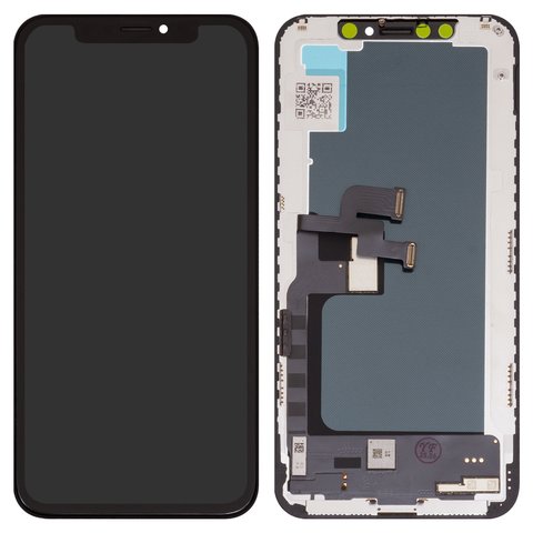 LCD compatible with iPhone XS, black, with frame, AAA, TFT , ZY, LTPS HD+ 