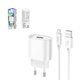 Adaptador de red Hoco C109A, 18 W, Quick Charge, blanco, con cable micro-USB Tipo-B, 1 puerto, #6931474784827