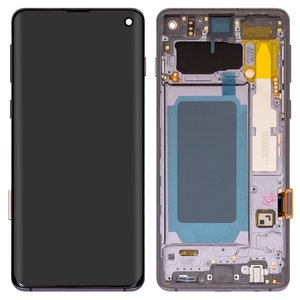 Pantalla LCD puede usarse con Samsung G973 Galaxy S10, negro, con marco, High Copy, OLED 