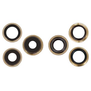 Vidrio de cámara puede usarse con iPhone 13 Pro Max, dorado, con marcos, juego de 3 uds.