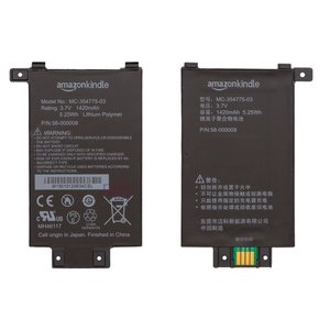 Batería MC 354775 03 puede usarse con Amazon Kindle Paperwhite 2014 , Kindle Paperwhite Touch 6 2014 , Li Polymer, 3.7 V, 1420 mAh, Original PRC 