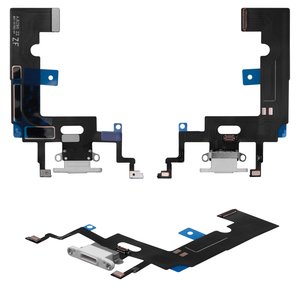 Шлейф Apple iPhone XR, Сopy, конектора зарядки, білий, з мікрофоном