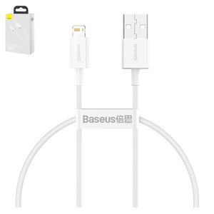 USB кабель Baseus Superior, USB тип A, Lightning, 25 см, 2,4 А, белый, силиконовый, #CALYS 02