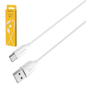 USB кабель Borofone BX19, USB тип C, USB тип A, 100 см, 3 A, білий, #6931474701800