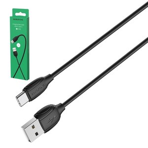 USB кабель Borofone BX19, USB тип C, USB тип A, 100 см, 3 A, чорний, #6931474701794