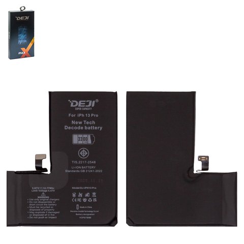 Аккумулятор Deji для Apple iPhone 13 Pro, Li ion, 3,87 B, 3300 мАч, повышенная ёмкость, без ошибки, decode battery