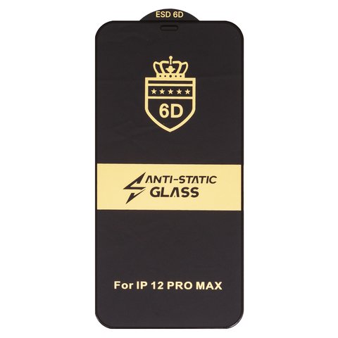 Защитное стекло ESD 6D для Apple iPhone 12 Pro Max, совместимо с чехлом, Full Glue, Anti Static, без упаковки , черный