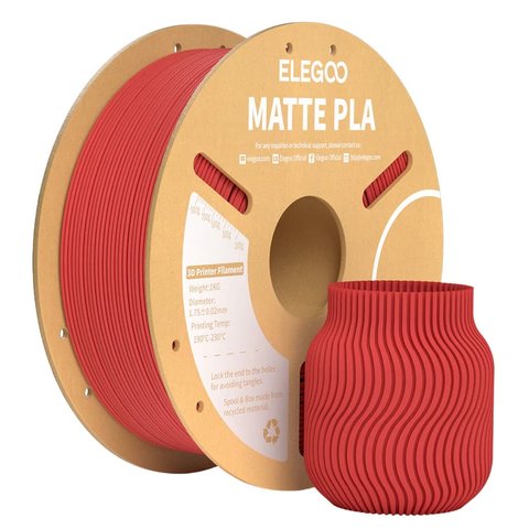 Филамент ELEGOO PLA MATTE, рубиновый ruby red , 1 кг